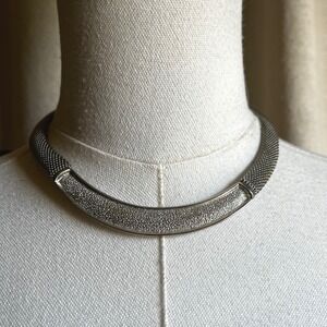 Vintage Sculptural Silver Mesh Collar Necklace